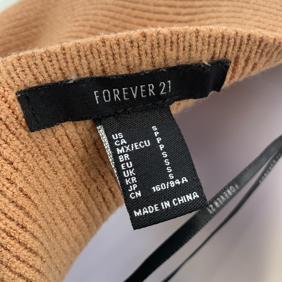 Forever 21 Tan Faux Wrap Tie Waist Knit Sweater Dress - Picture 10 of 11